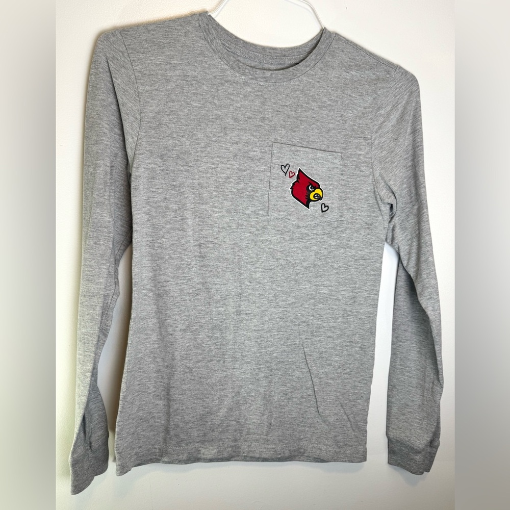 Gray Long Sleeve Shirt with Cardinal Logo
